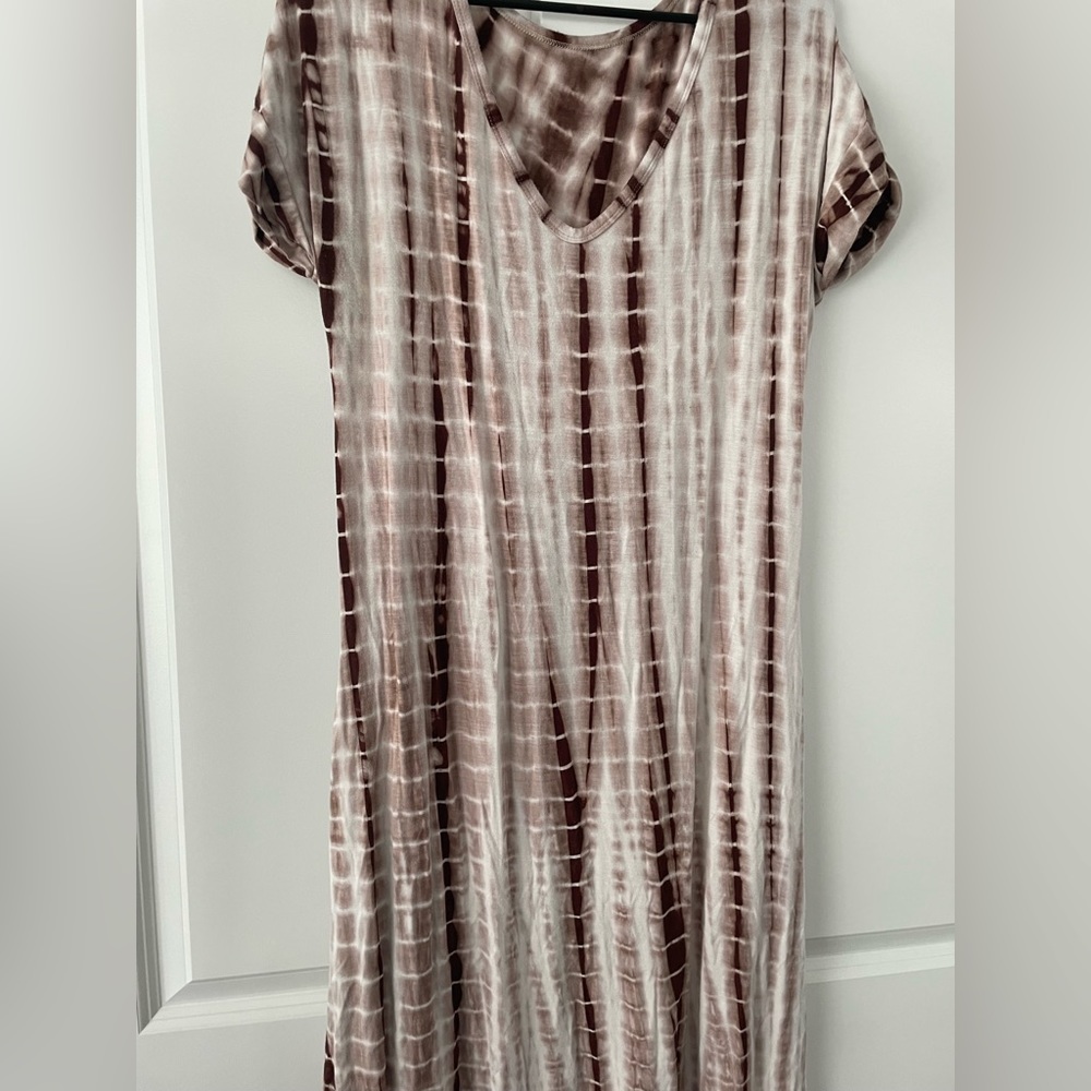 Boho Maxi dress, coffee tie-dye